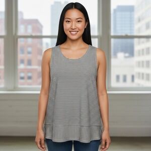 Lands' End Striped Tank Top‎ Women's XXL Sleeveless Black White Casual